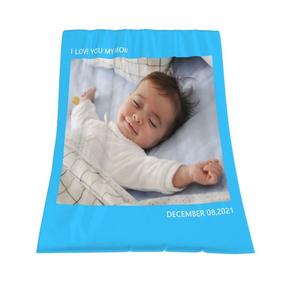 Rectangular Custom Fleece Baby Blanket (I love you my Mom) Multicolor - Picture 2 of 6
